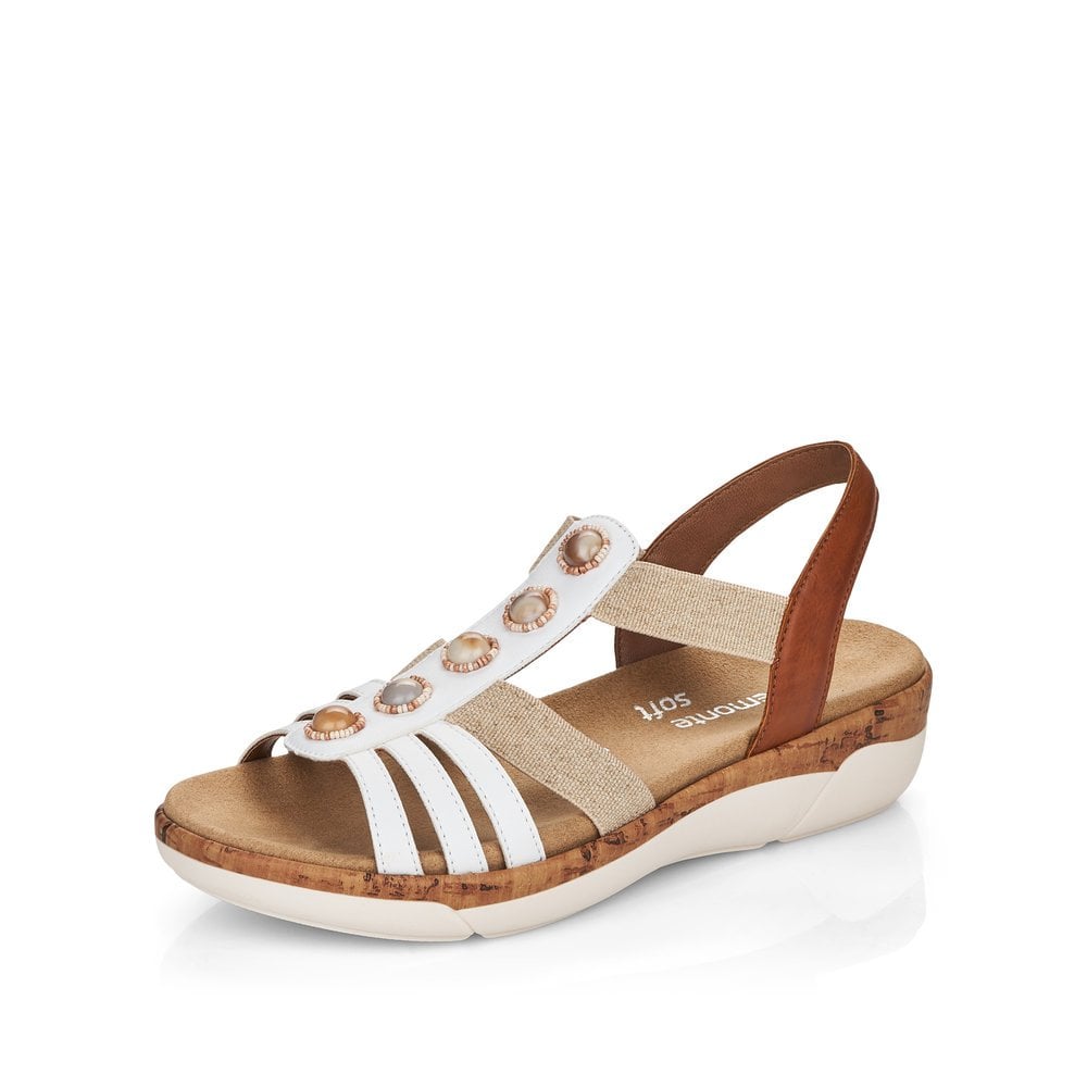 Sandales Compensées Rieker Remonte R6857-80 Blanche Femme | RYM-0686798