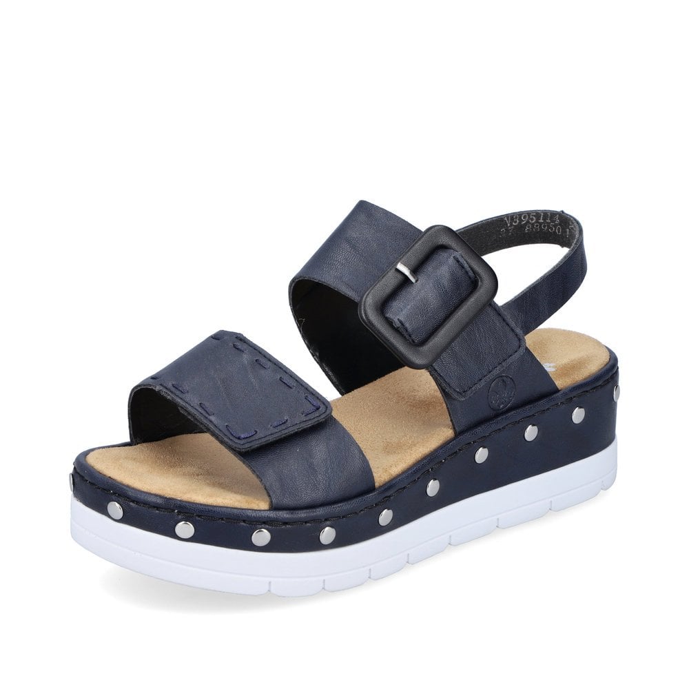 Sandales Compensées Rieker V3951-14 Bleu Femme | OBL-4138864