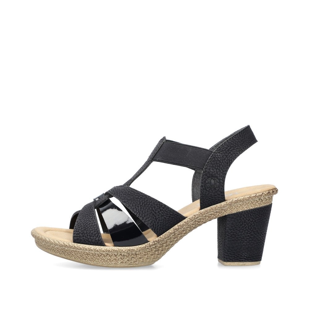 Sandales Rieker 665K3-00 Noir Femme | LKJ-6837710