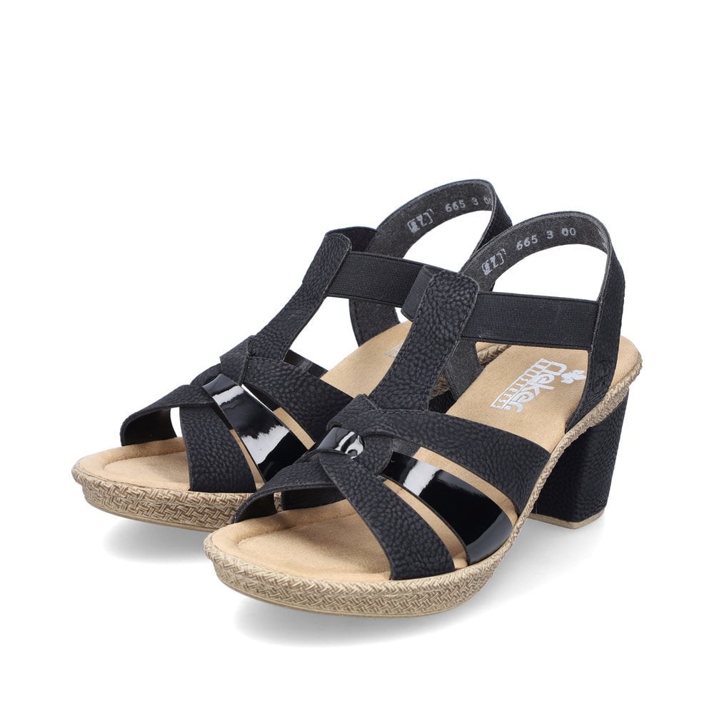 Sandales Rieker 665K3-00 Noir Femme | LKJ-6837710