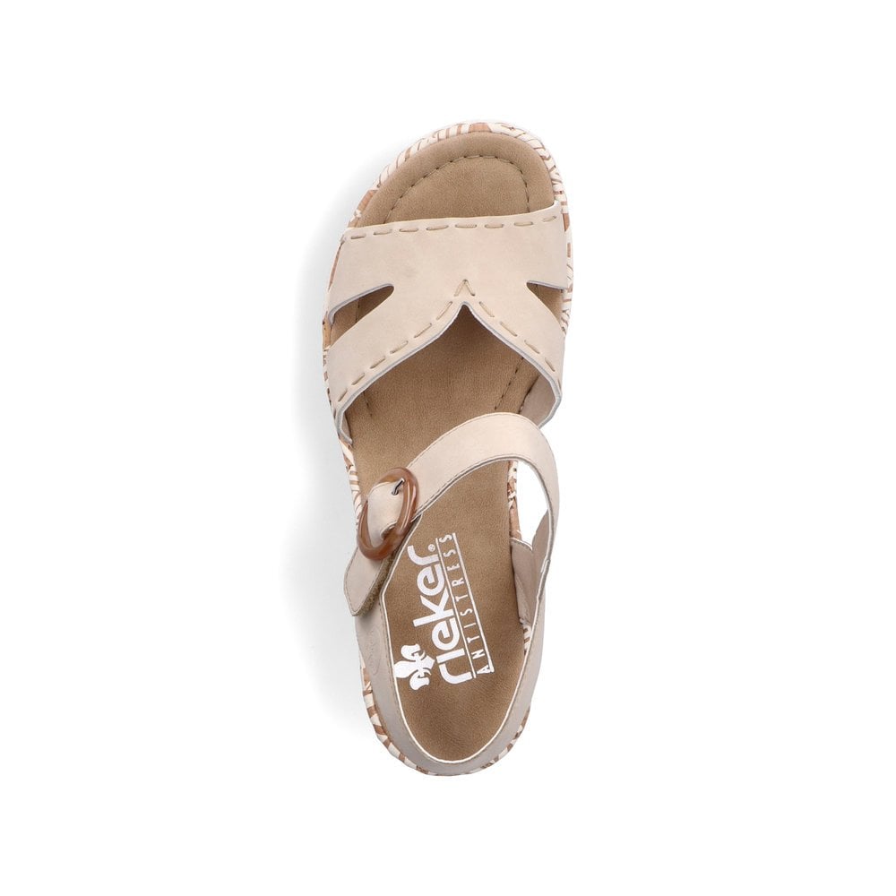 Sandales Compensées Rieker 67173-60 Beige Femme | QXV-1710098