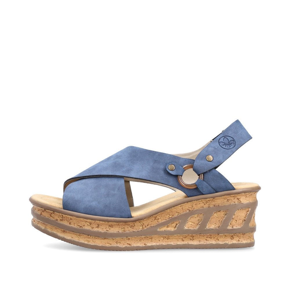 Sandales Compensées Rieker 68184-14 Bleu Femme | BCM-5652603