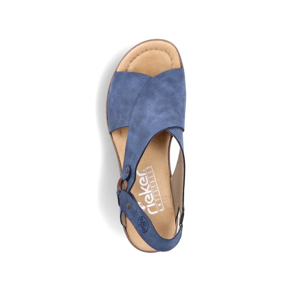 Sandales Compensées Rieker 68184-14 Bleu Femme | BCM-5652603