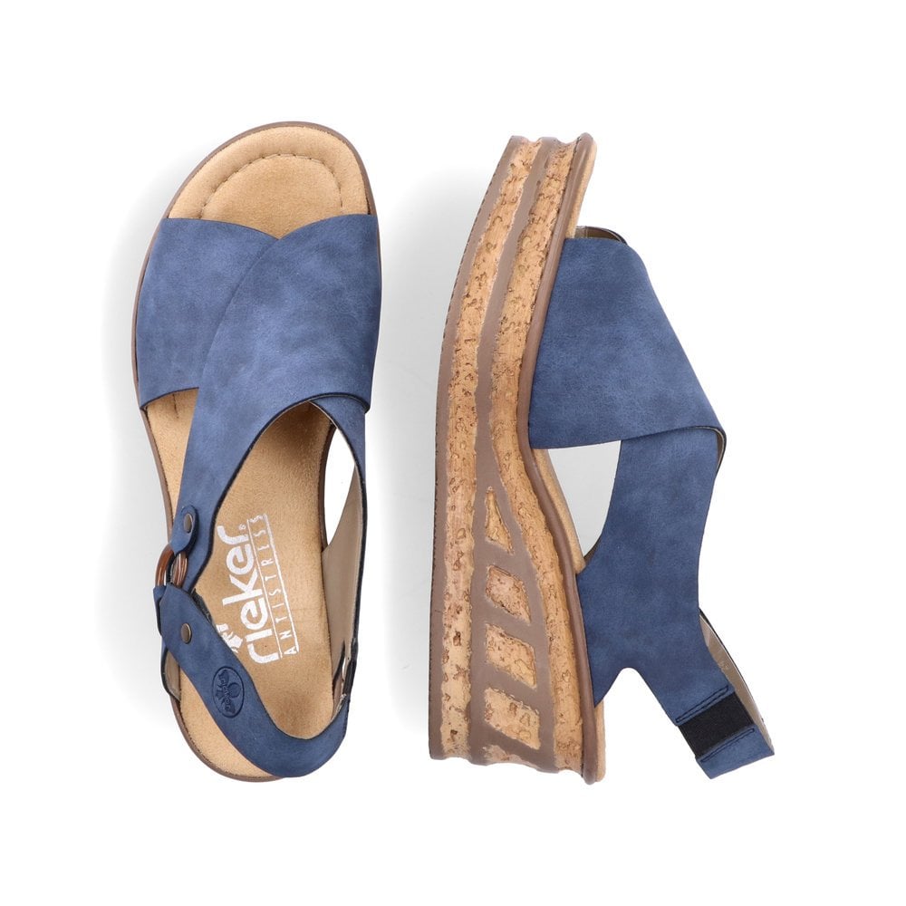 Sandales Compensées Rieker 68184-14 Bleu Femme | BCM-5652603