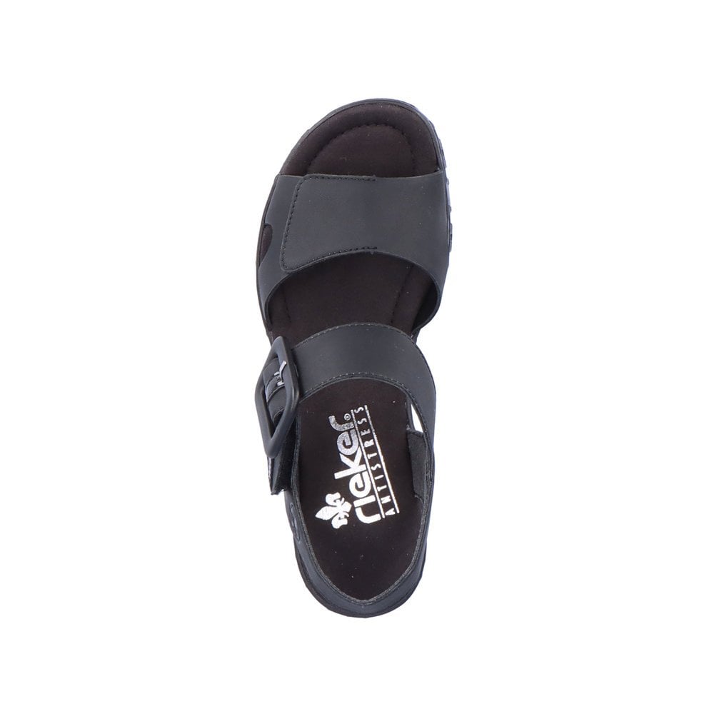 Sandales Compensées Rieker 68050-00 Noir Femme | XCL-9448391