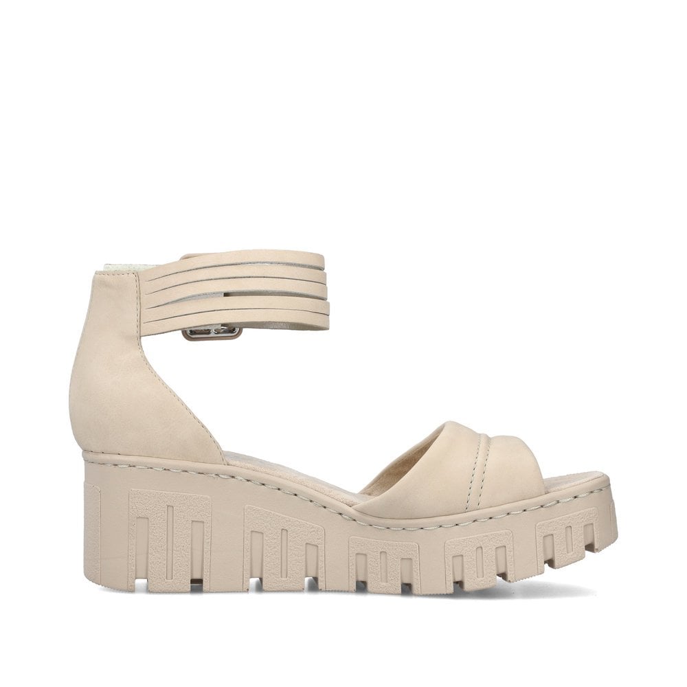 Sandales Compensées Rieker 68093-60 Beige Femme | GGR-8241656